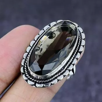 Кольцо из натурального александритового кварца ручной работы из серебра 925 пробы, размер 8 a8p67