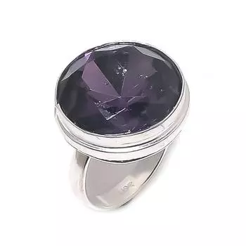 Кольцо из натурального аметиста с драгоценным камнем ручной работы из меди, размер 8 l5E96