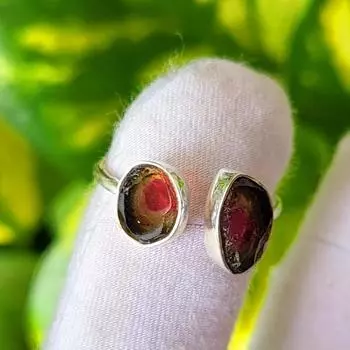 Кольцо из натурального арбузного необработанного турмалина из стерлингового серебра 925 пробы 7,5 долларов США в подарок, A 45 7.5 US