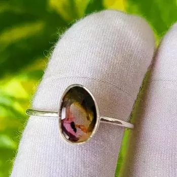 Кольцо из натурального арбузного турмалина с огранкой в виде розы из стерлингового серебра 925 пробы 8,75 США, подарок A59 8.75 US
