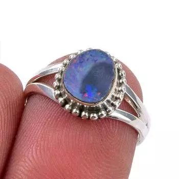 Кольцо из натурального австралийского опала, чистое серебро 925 пробы, размер 5,5 K7f77