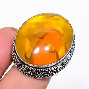 Кольцо из натурального балтийского янтаря, стерлингового серебра 925 пробы, размер 7 Z2Q22