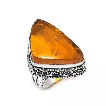 Кольцо из натурального балтийского янтаря, стерлингового серебра 925 пробы, размер 8,5 Q4F28