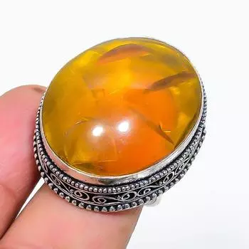 Кольцо из натурального балтийского янтаря, стерлингового серебра 925 пробы, размер 8 g0u01
