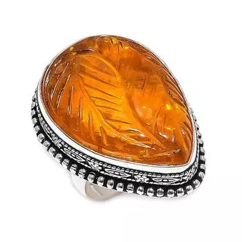 Кольцо из натурального балтийского янтаря, стерлингового серебра 925 пробы, размер 9 J1O16