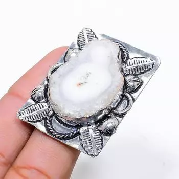 Кольцо из натурального белого солнечного кварца, подарочное, из стерлингового серебра 925 пробы, размер 8 A3p03