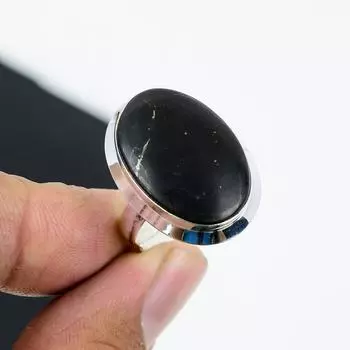 Кольцо из натурального черного обсидиана, регулируемое, из стерлингового серебра 925 пробы — подходит для размеров США от 6 до 11 — украшения ручной работы в стиле бохо для женщин и мужчин, подарки на день рождения Adjustable чёрный