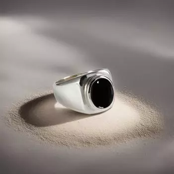 Кольцо из натурального черного оникса, кольцо из стерлингового серебра 925 пробы, мужское кольцо из черного оникса, подарок на день рождения для него, мужское эффектное кольцо 3-14.05 MM чёрный