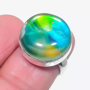 Кольцо из натурального дихроичного стекла с драгоценными камнями из стерлингового серебра 925 пробы, размер 6 m8i52