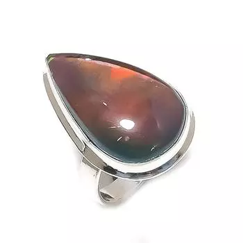 Кольцо из натурального дихроичного стекла с драгоценными камнями из стерлингового серебра 925 пробы, размер 8,5 T0v07