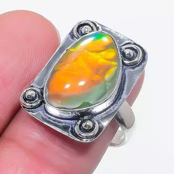 Кольцо из натурального дихроичного стекла с драгоценными камнями из стерлингового серебра 925 пробы, размер 8,5 v3l91