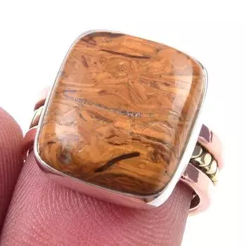 Кольцо из натурального драгоценного камня Maryam Jasper из стерлингового серебра 925 пробы в двух тонах, размер 6,5 Q2Z39