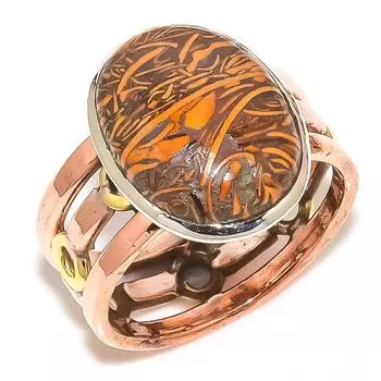 Кольцо из натурального драгоценного камня Maryam Jasper из двухцветного цельного серебра 925 пробы S.9.5 o3O00