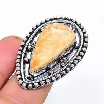 Кольцо из натурального драгоценного камня Малигано Джаспер из стерлингового серебра 925 пробы, размер 6 i3f68