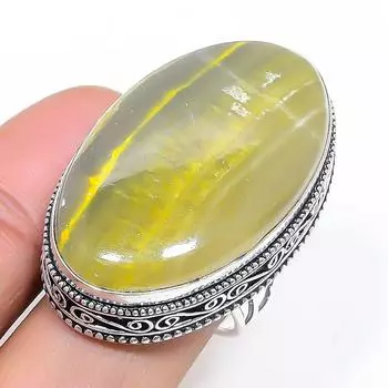 Кольцо из натурального драгоценного камня яшма шмеля из стерлингового серебра 925 пробы, размер 8 R4B76