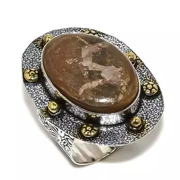 Кольцо из натурального драгоценного камня с трещинами в грязи, двухцветное кольцо из стерлингового серебра 925 пробы S.9.5 q3P62