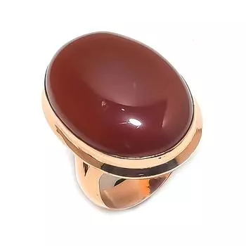 Кольцо из натурального драгоценного камня сердолик, размер 7,5, медное, U3l94