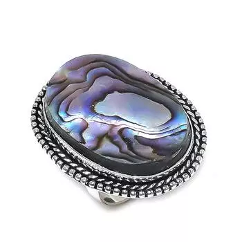 Кольцо из натурального драгоценного камня из стерлингового серебра 925 пробы с ракушкой-абалоне, размер 8, g0r32