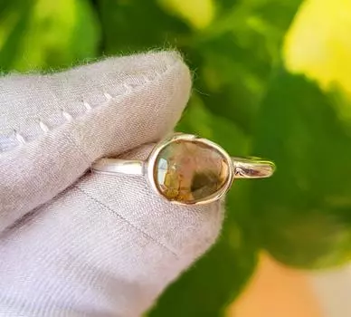 Кольцо из натурального двухцветного турмалина огранки «роза» из стерлингового серебра 925 пробы, размер 8, США, A103, подарок 8 US