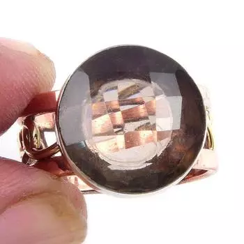 Кольцо из натурального дымчатого кварца с драгоценным камнем из стерлингового серебра 925 пробы в двух тонах S.7 L8v15