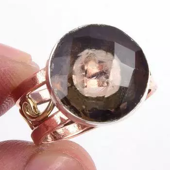 Кольцо из натурального дымчатого кварца с драгоценным камнем из стерлингового серебра 925 пробы в двух тонах S.7 D4u50