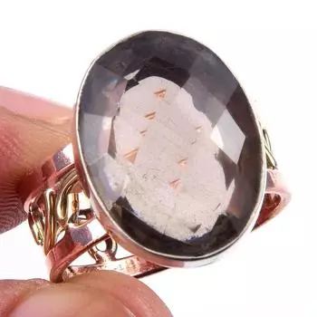 Кольцо из натурального дымчатого кварца с драгоценным камнем из стерлингового серебра 925 пробы в двух тонах S.9 M8C03