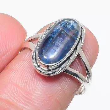 Кольцо из натурального голубого кианита, серебряное, 925 пробы, размер 8, S7h96