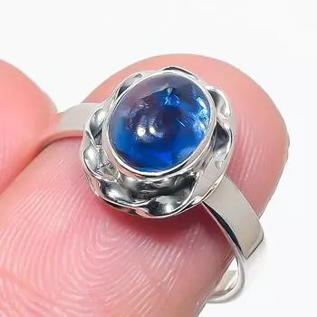 Кольцо из натурального голубого кианита, серебряное, 925 пробы, размер 7, w7Y82