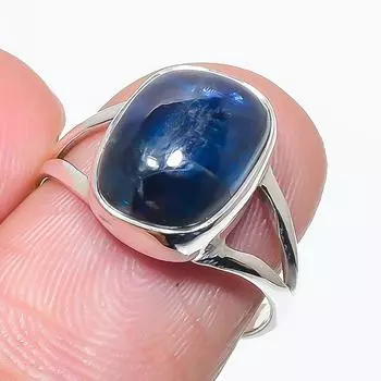 Кольцо из натурального голубого кианита, серебряное, 925 пробы, размер 7, o1R98