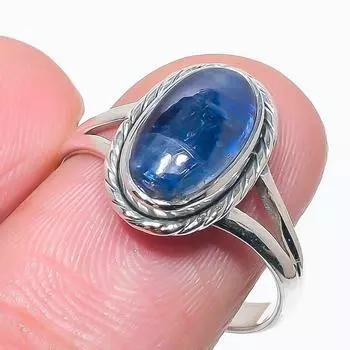 Кольцо из натурального голубого кианита, серебряное, 925 пробы, размер 9, E5E79