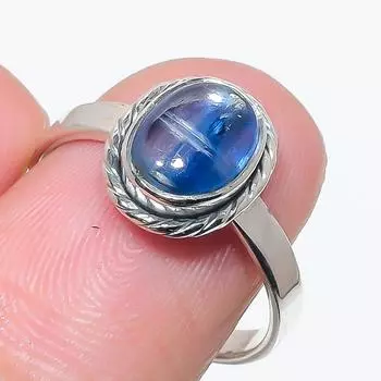 Кольцо из натурального голубого кианита, серебряное, 925 пробы, размер 8, i5N52