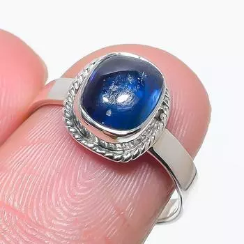 Кольцо из натурального голубого кианита, серебряное, 925 пробы, размер 7, j7S28