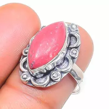 Кольцо из натурального итальянского красного коралла, стерлингового серебра 925 пробы, размер 6 f0Y27