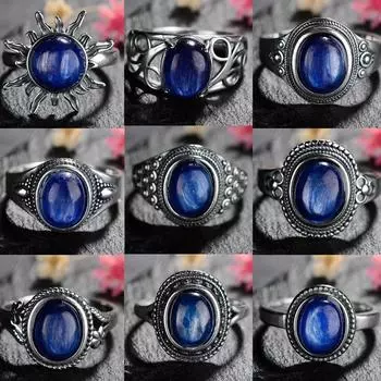Кольцо из натурального кианита, простой стиль, изящные ювелирные изделия, подарок на годовщину, помолвку для женщин, винтажное кольцо 6