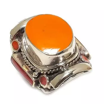 Кольцо из натурального красного коралла, драгоценного камня оникса, размер 8,5, p6v55