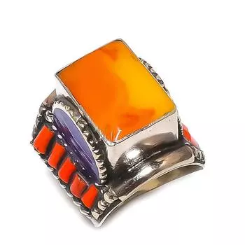 Кольцо из натурального красного коралла, драгоценного камня оникса, размер 9,5, G3G63