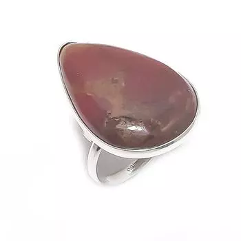 Кольцо из натурального красного речного яшмы, драгоценный камень, стерлинговое серебро 925 пробы, размер 7 D0i41