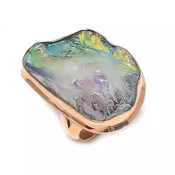 Кольцо из натурального кристалла титана с драгоценным камнем ручной работы из меди, размер 6,5 s3r35