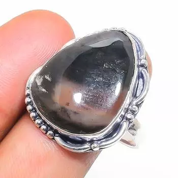 Кольцо из натурального кварца лодолита, стерлингового серебра 925 пробы, размер 10, k5F27