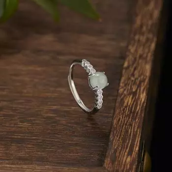 Кольцо из натурального льда и опасного материала жадеит с серебряной инкрустацией S925, модное маленькое свежее кольцо для женщин adjustable opening белого золота