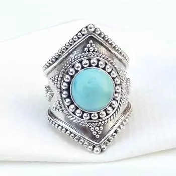 Кольцо из натурального ларимара с драгоценным камнем, ювелирные изделия из стерлингового серебра 925 пробы для женщин, эффектное кольцо, кольцо ручной работы, свадебные украшения 6 синий
