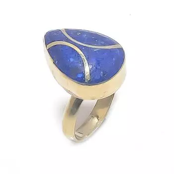 Кольцо из натурального лазурита 925 пробы, размер регулируемый v3Z01