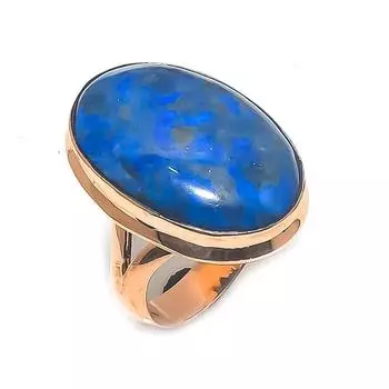 Кольцо из натурального лазурита, медное, ручной работы, размер 9, r6h37