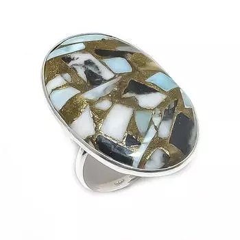 Кольцо из натурального медного ларимара, стерлингового серебра 925 пробы, размер 9 H5d11