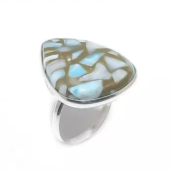 Кольцо из натурального медного ларимара из стерлингового серебра 925 пробы, размер 7 D2Q43