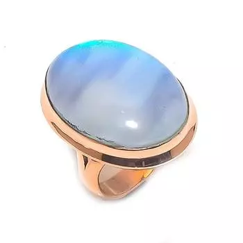 Кольцо из натурального молочного опала с драгоценным камнем ручной работы из меди, размер 6,5 G0V98