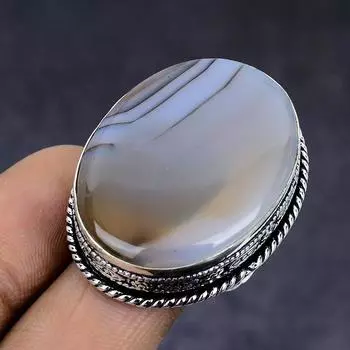 Кольцо из натурального монтанского агата, драгоценный камень, стерлинговое серебро 925 пробы, размер 9 z0P59