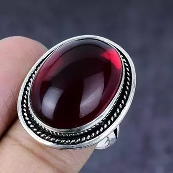 Кольцо из натурального мозамбикского граната ручной работы из серебра 925 пробы S.8.5 n9h04