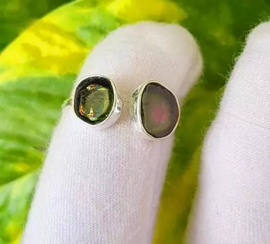 Кольцо из натурального необработанного многоцветного турмалина из стерлингового серебра 925 пробы 6,5 долларов США в подарок, A 42 6.5 US