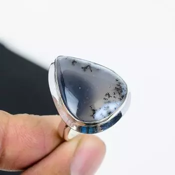 Кольцо из натурального опала дендрита, регулируемое, из стерлингового серебра 925 пробы — подходит для размеров США от 6 до 11 — украшения ручной работы в стиле бохо для женщин и мужчин, подарки из ваты Adjustable